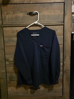 FIGS Navy Long-Sleeve Scrub Top